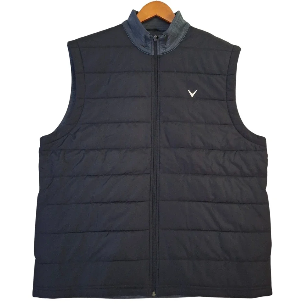 Callaway Vest Men's XL Black Quilted Puffer Golf Full Zip Sleeveless Jacket